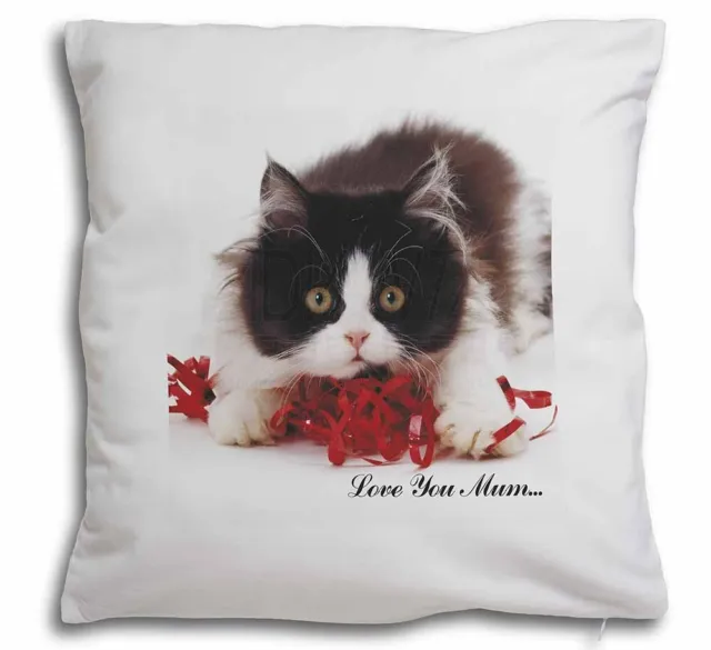Kitten 'Love You Mum' Soft White Velvet Feel Scatter Cushion, MUM-C8-CPW