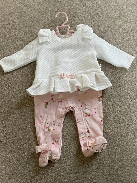 Ted Baker coniglietto bianco/rosa tutto in un unico abito età 0-3 mesi