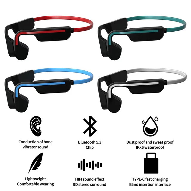 Bone Conduction Headphones Bluetooth 5.3 Wireless Earbuds Outdoor Headset