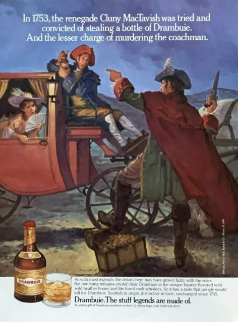 1989 DRAMBUIE Liqueur The Stuff Legends Are Made Of Great Illustration PRINT AD
