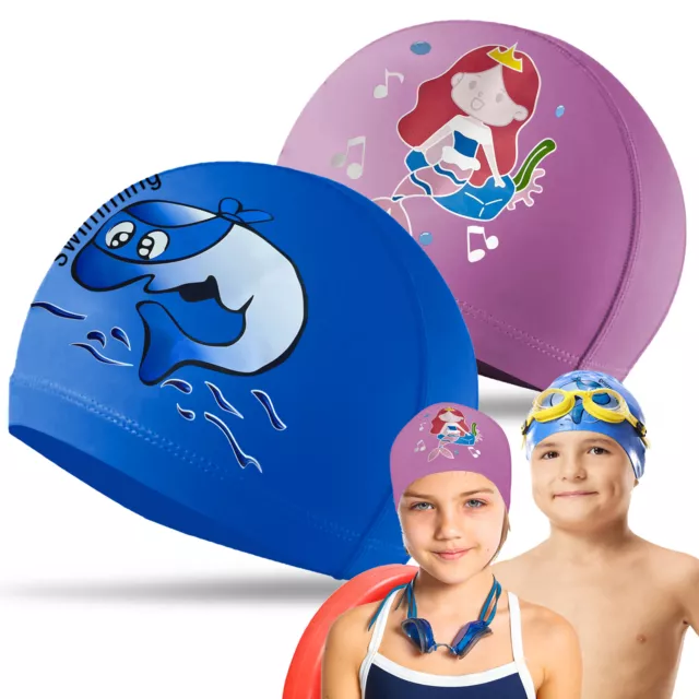 Kids Swimming Cap | Girls Boys Unisex Swim Pool Hat Waterproof Silicone Durable