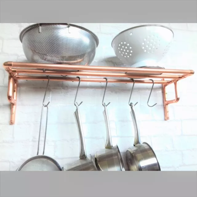 Copper Wall Mounted Pot & Pan Rack + Choice Of Hanging Hooks 2