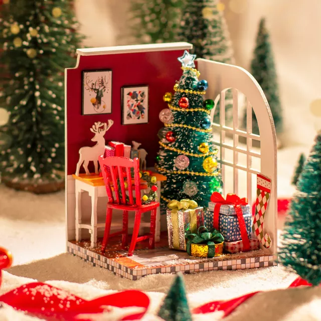 20x16x5.5CM Model House Kit with Furniture Christmas Collectible Buildings