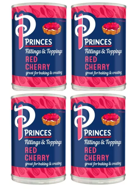 Princes Rote Kirsche Früchte Füllung/Dekorieren 410g Packung 4