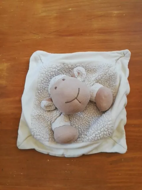 O/ Doudou Peluche Nature Et Découvertes Mouton Agneau Plat Blanc Beige