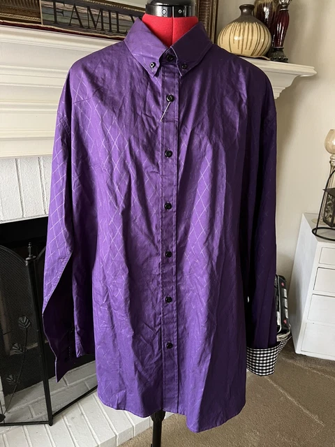 Coofandy Mens Button Up Collared Purple Shirt. XXXL