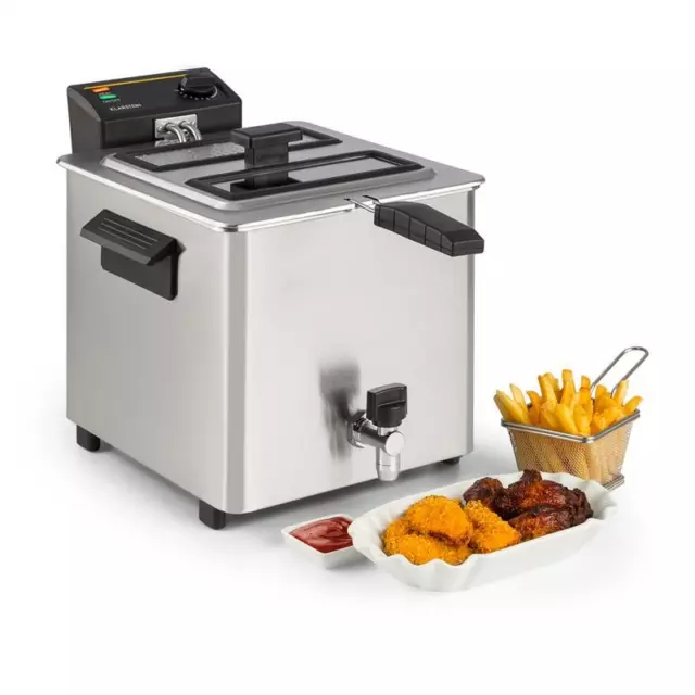 Fritteuse 300 W Thermostat Garkorb Gastronomie Fryer Kaltzone 8 Liter Edelstahl