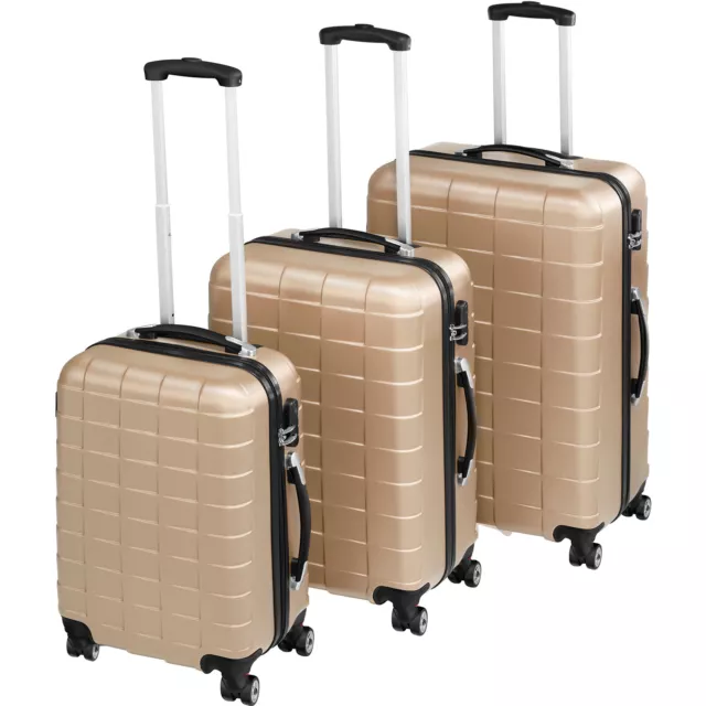 Set de 3 valises de voyage coque ABS léger rigide bagages valise trolley noir