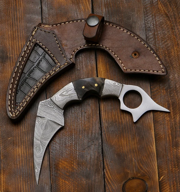 Damascus Steel Hunting Knife Custom Made Hand Forged Karambit Knife RK3