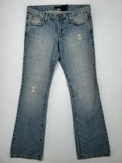 Buffalo David Bitton Stripes Bootcut Jeans Womens Sz 30 Distressed Heavy Denim