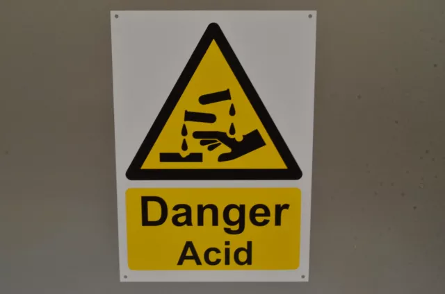 DANGER ACID A4 sign or sticker battery sulphuric hydrochloric storage hazard