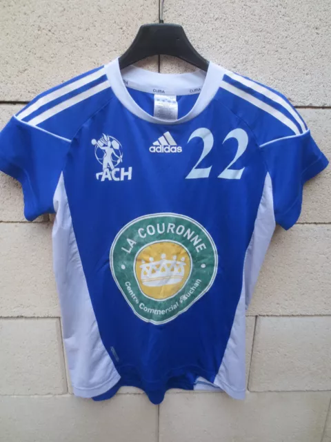 Maillot ACH ANGOULEME handball porté n°22 ADIDAS match worn shirt femme 42 bleu