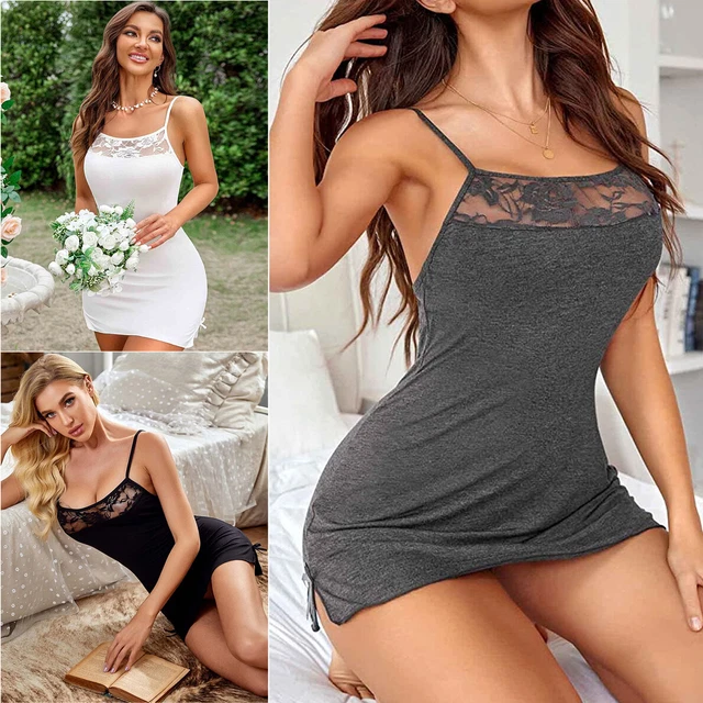 Women Sexy-Lingerie Sleepwear Cotton Babydoll Night Dress Lace Nightwear Pajamas