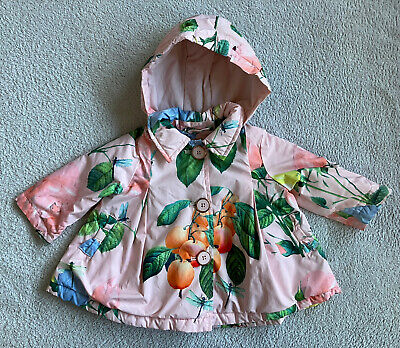 Ted Baker Baby Girl Pink Floral Orange Jacket Coat Rain Lightweight 3-6 Month