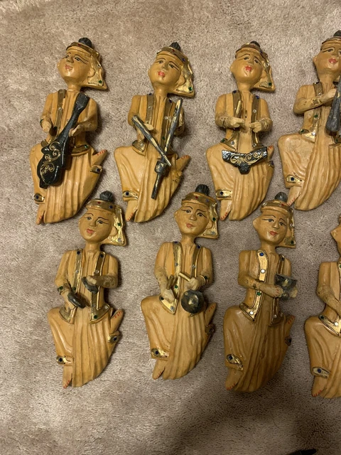 Thai wood musicians Art Hand Carved Musicians Set Of 10
