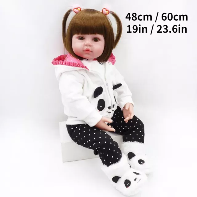 48cm / 60cm Realistic Reborn Doll Babies Soft Silicone Cloth Body Girl Doll Toy