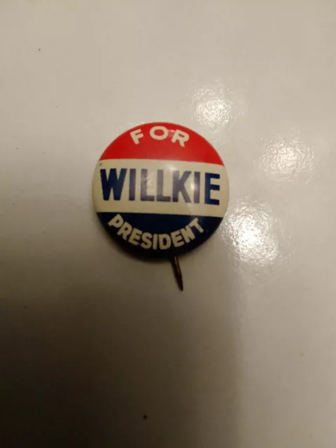 1940  Lewis Wemdell Willkie For President Campaign Pin/Button Indiana & Nyc