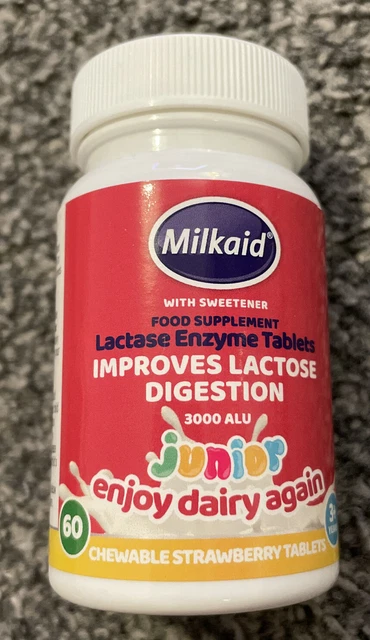 MILKAID JUNIOR LACTASE Enzyme Chewable Tablets for Lactose Intolerance ...