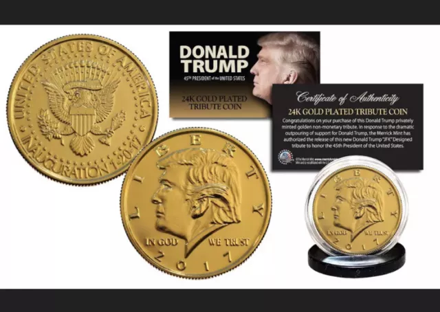 2017 DONALD TRUMP OFFICIAL Inauguration 24K Gold Plated Tribute Coin