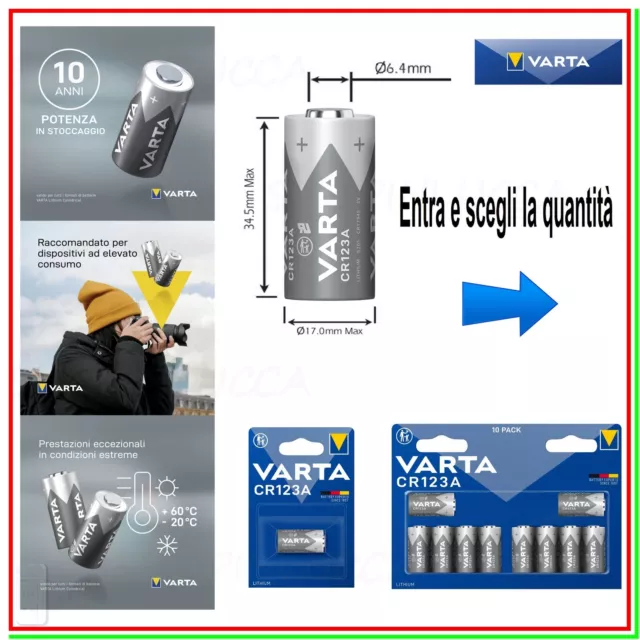 batteria cr123a 3v litio VARTA 123 cr17345 3 volts pila cr123 mh13654 lithium