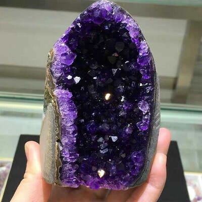 150-220G Amethyst Crystal Geode Uruguayan Purple Free Standing Quartz Gift 1PC