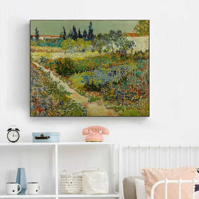 Garden at Arles - Vincent van Gogh Stretched Canvas Print Framed Wall Art Deco