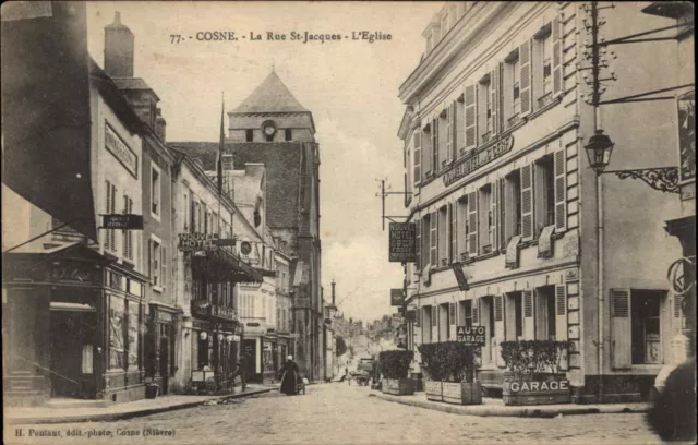 Cosne-Cours-sur-Loire Cosne France Rue St. Jacques MILITARY MAIL WWI Postcard