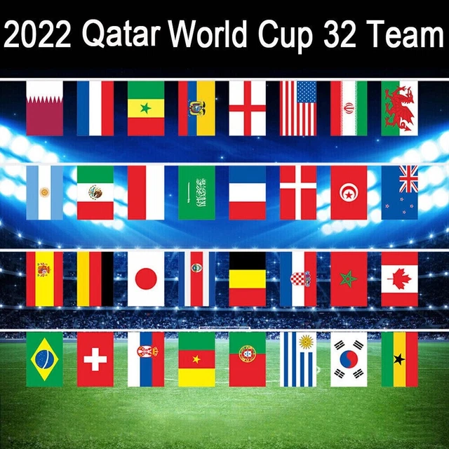 HUGE 40FT FIFA World Cup 2022 Qatar 32 Teams FABRIC Flag Bunting SPEEDY