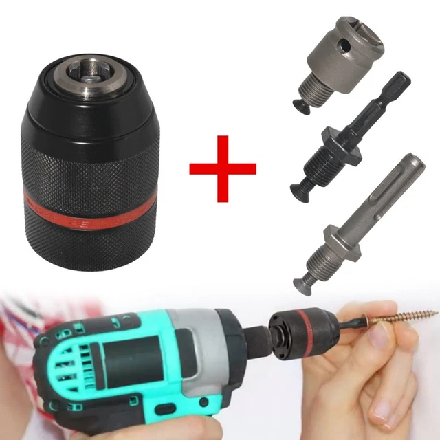 1/2-20UNF 13mm Drill Chuck,Metal Heavy Duty Hex Shank/SDS/Socket Square Adaptor