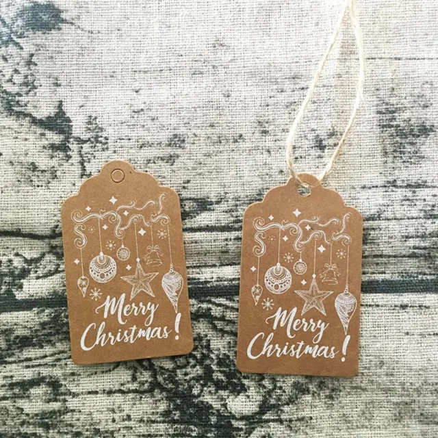 50Pcs Kraft Paper Christmas Tree Pendant Tags Party Gift Label Ornaments