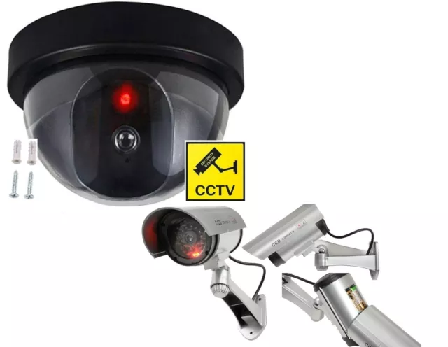 Dummy Dome CCTV Überwachungskamera mit blinkender LED Innen Außen Fake