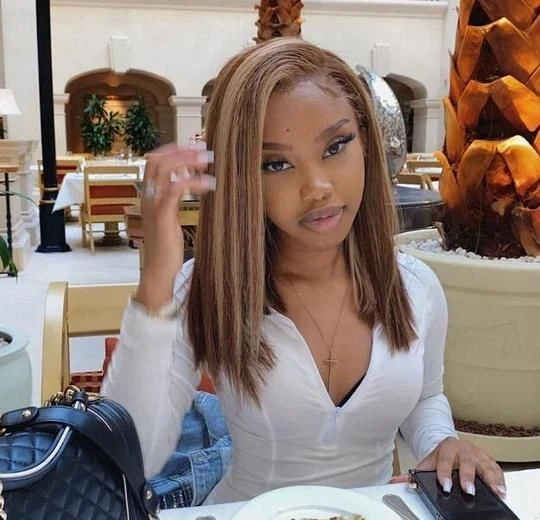 Blonde Brown Short Straight Wig 4×4 Lace Front 100% Human Hair For Black Women