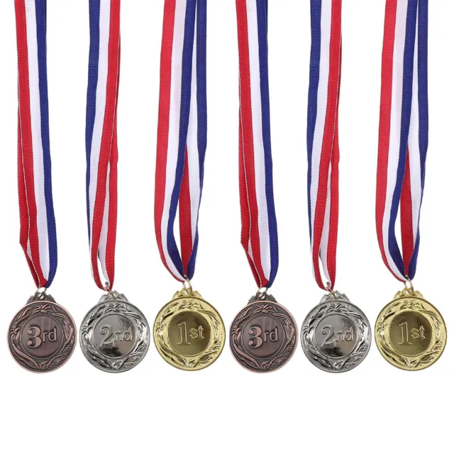 6 Pcs Polyester Gold- Silber- Und Bronzemedaillen Kind Sportdekor Drahtbänder