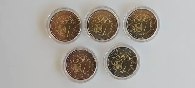 5 x 2 Euro Gedenkmünzen Portugal 2021 ' Olympische Spiele ' unz.