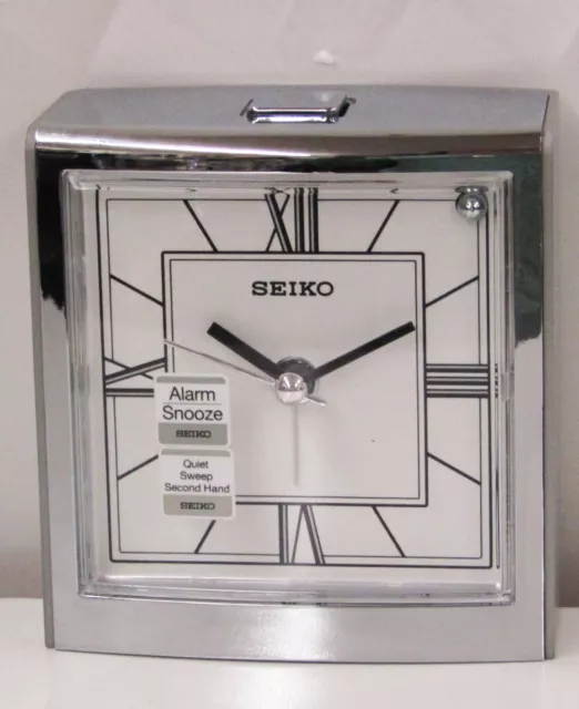 Seiko - Alarm Clock Silver-Tone Metallic Ascending Alarm  Qhe123Slh