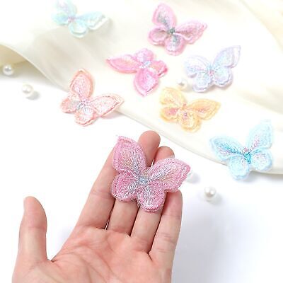 10 parches de bordado sin decoloración 3D horquilla prenda apliques de mariposa suaves