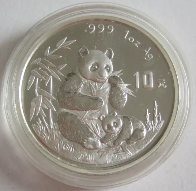 China 10 Yuan 1996 Panda Shenyang Mint (Large Date) 1 Oz Silver