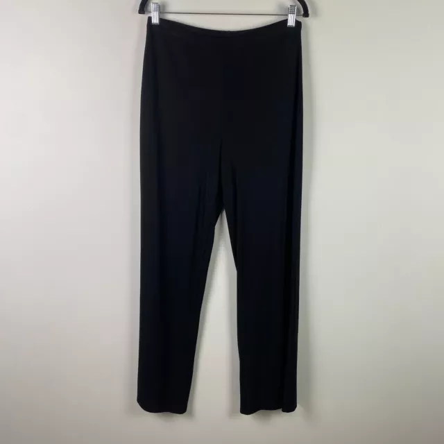 Talbots High Waisted Pull On Straight Leg Pants Size 1X Black Knit Elastic Waist