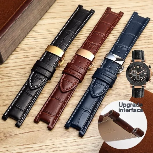 Cowhide Genuine Leather Bracelet For GC Notched Senior Wristwatches Band Screw