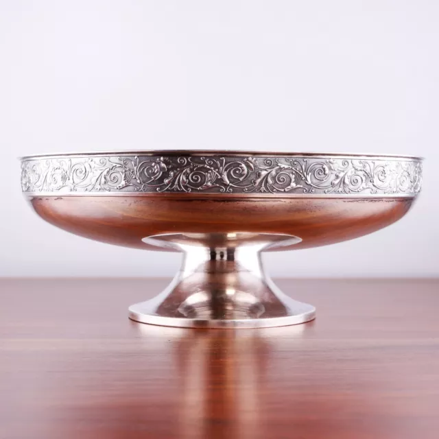 Gorham Sterling Silver Parcel Gilt Footed Center Bowl #1275 Botanical Rim 1877