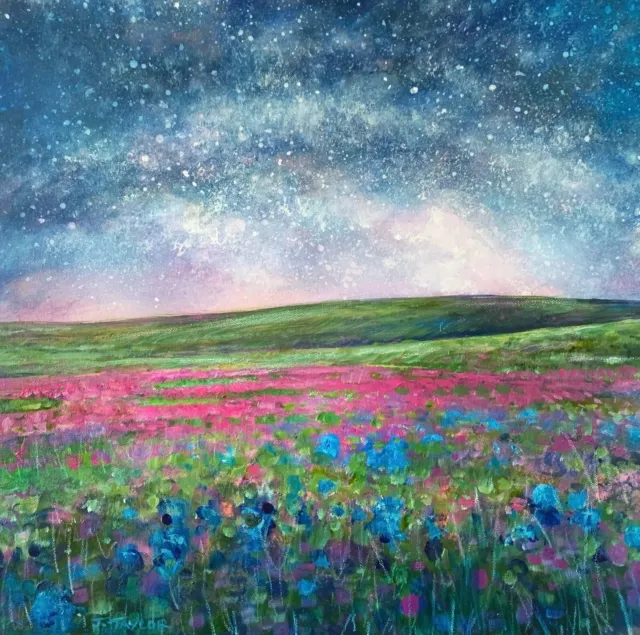 Under The Spring Stars - Original Starlight Oil Painting  - By Jennifer TAYLOR