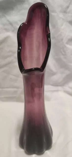 Vintage MCM Vase 5-Finger Art Glass Purple 28cm