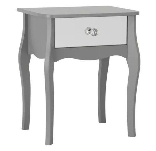 ❌SALE❌ BRAND NEW BOXED Amelie 1 Drawer Mirrored Bedside Table - Grey