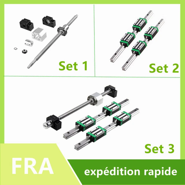 SFU1605/1204 Jeu de vis à billes BK/BF12+ HGR20/HGR15 Rail linéaire de guidage