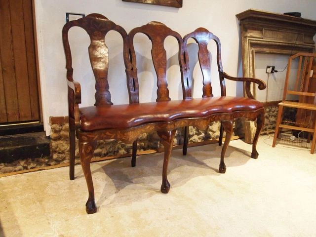 Settee sofa bench stunning Walnut inlaid Dutch c1880