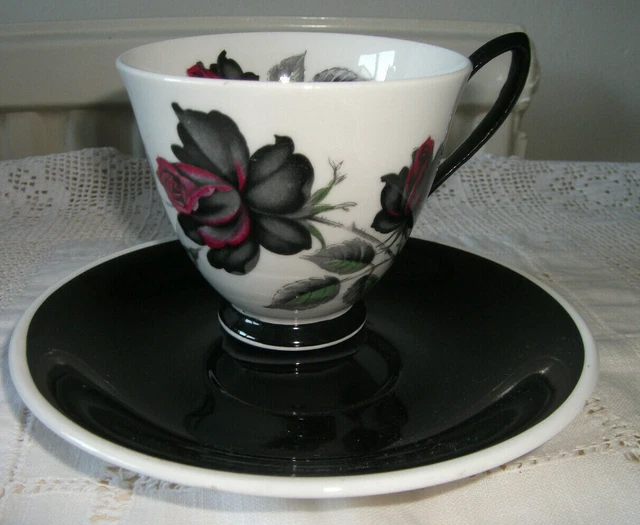 Royal Albert Masquerade Tea Cup & Saucer *Two Available*  Goth Black & White