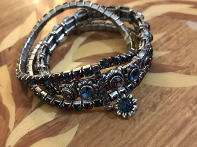 Purple & Blue Elastic Crystal Bracelets—Dangly—Jewelry—Heavy & Sparkly Charm