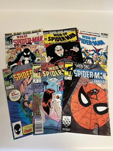 WEB OF SPIDER-MAN Lot of 6 Marvel Comics #16, 42, Annual 2, 3, 4 & 5 spiderman