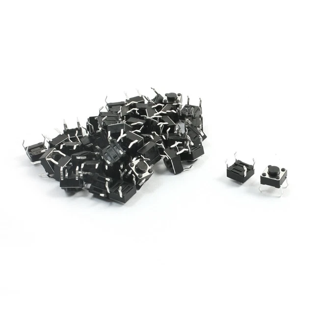 50pcs 6x6x4.3mm Currently Black Tactile Clock Switch Microbutton 3.5mm Button