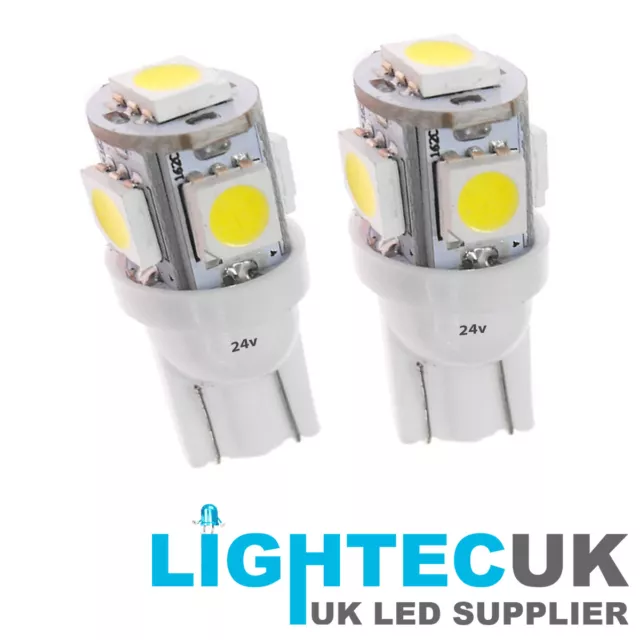 2x 24 VOLT 24V LED 501 T10 W5W XENON WHITE HGV TRUCK LORRY SIDELIGHT BULBS 6000K